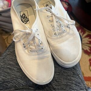 Vans Classic Lace Up Canvas White Sneakers Skateboard Shoes